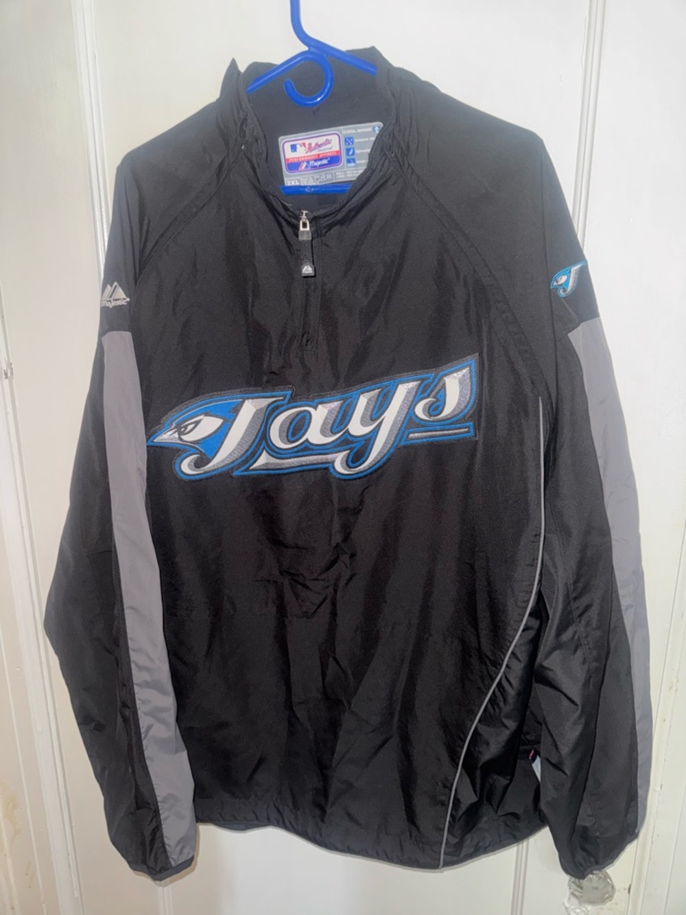 Majestic Black & Gray Toronto Jays Pullover Windbreaker